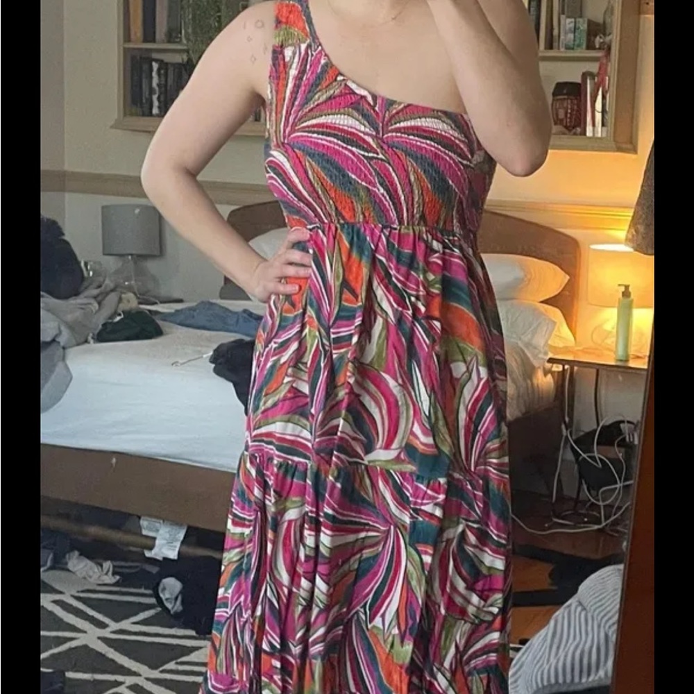 Pink and Purple One-Shoulder Maxi Sundress